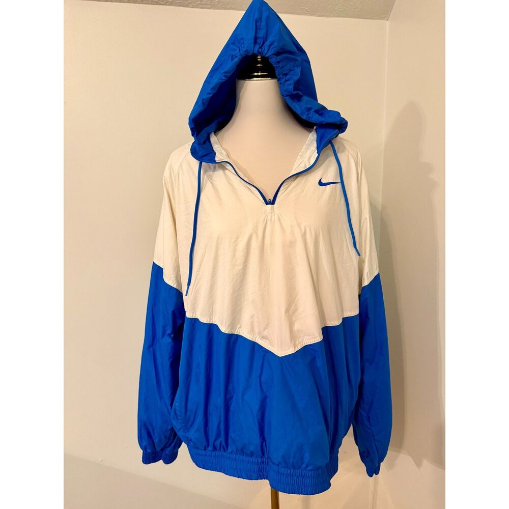 Nike SB Shield Windbreaker Jacket Men’s XL Blue White Hooded Pullover Anorak